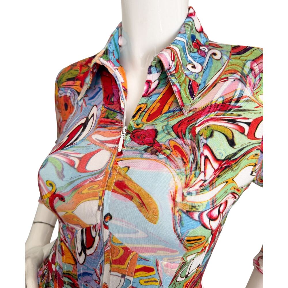 Alberto Makali Vintage Y2K Zip Jacket Artsy Colorful Graphic Print - Picture 2 of 5